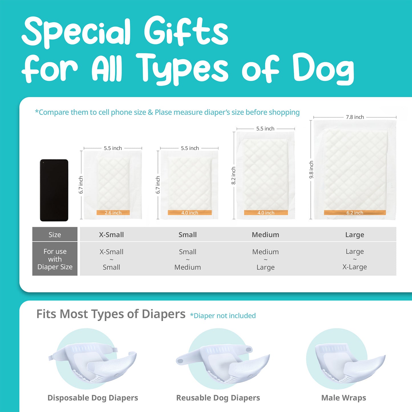 Dog Wrap Resuable Male L + 10X Diaper Booster Pads Disposable M