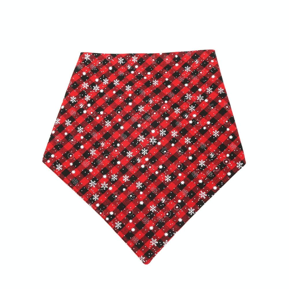 Pet Triangle Towel Christmas Snowflake Dog Saliva Towel - Size S - Red