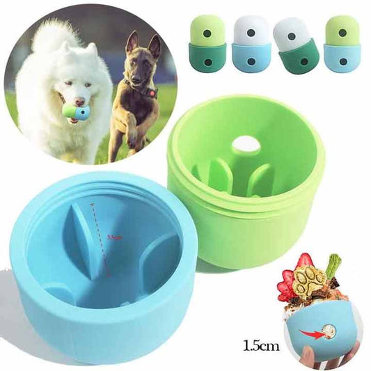 2 Pcs White And Blue Interactive Pet Treat Dispensing Ball - Food-Grade Silicone Rolling Toy for Dogs with 1.5 cm Leakage Hole