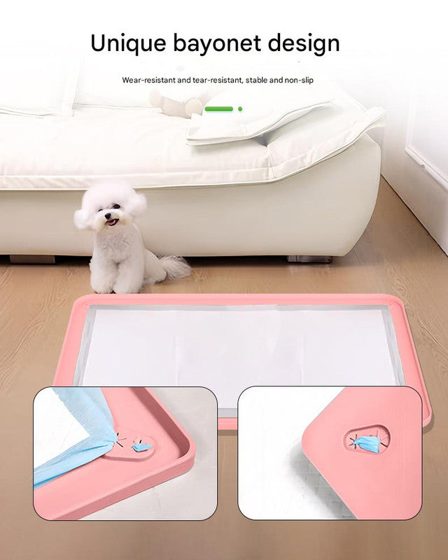 Grey Reusable Silicone Pet Pee Pad Holder - Non-Slip Training Tray with Spill-Proof Edges for Dogs & Puppies(81cm x 54cm)