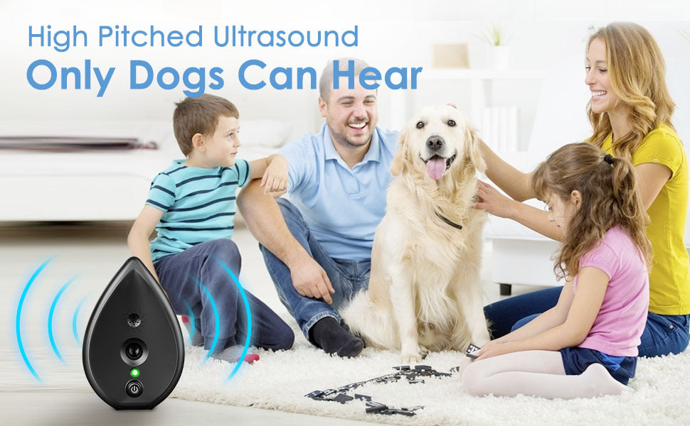 Black Ultrasonic Anti-Barking Device - Automatic Dog Bark Control & Training Aid | Rechargeable, 3 Modes, 50ft Range