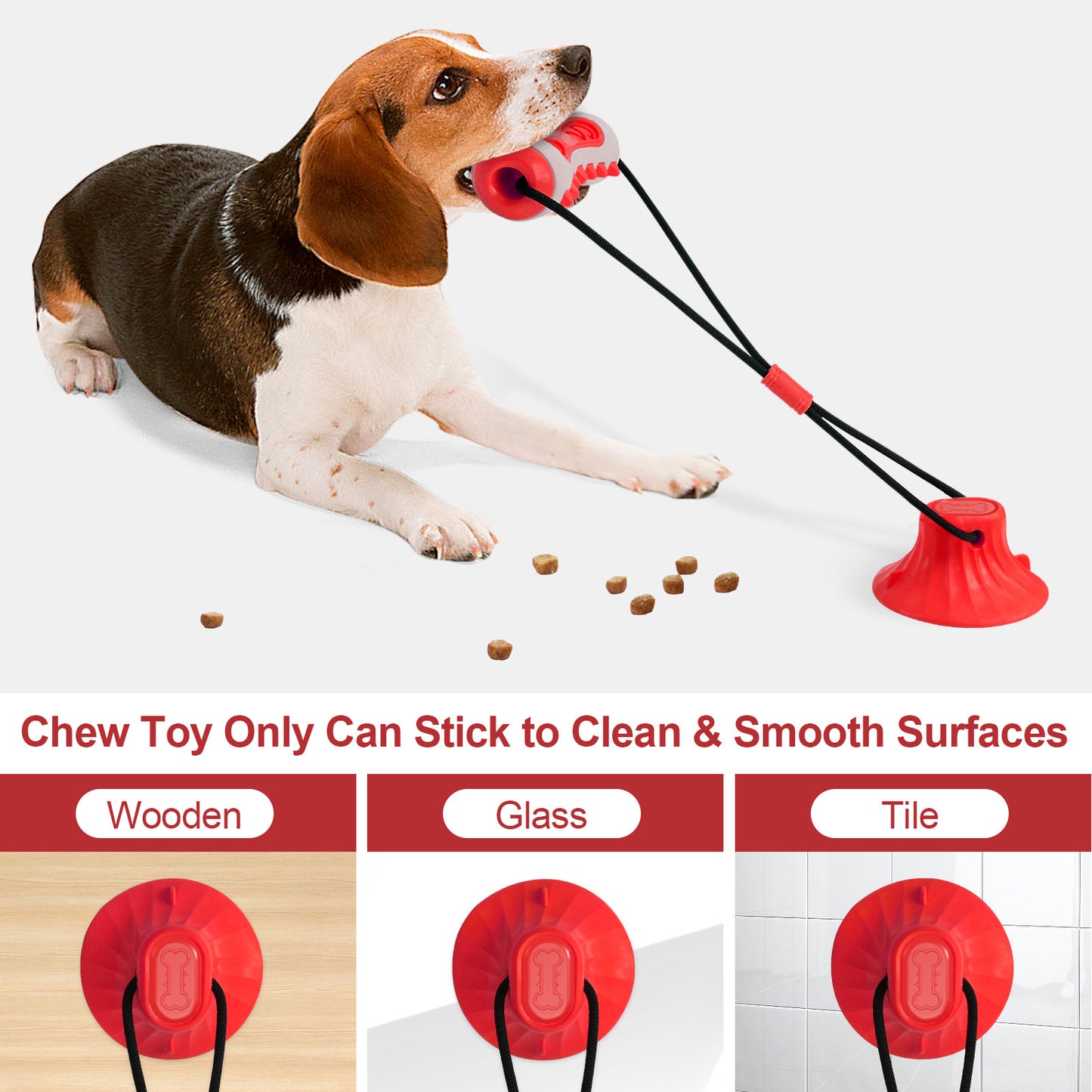 Yellow Interactive Dog Suction Cup Tug Toy - Durable TPR Chew & Treat Dispenser for Teeth Cleaning & Solo Play