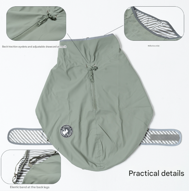 45# Yellow Waterproof Reflective Dog Raincoat for Small to Large Dogs