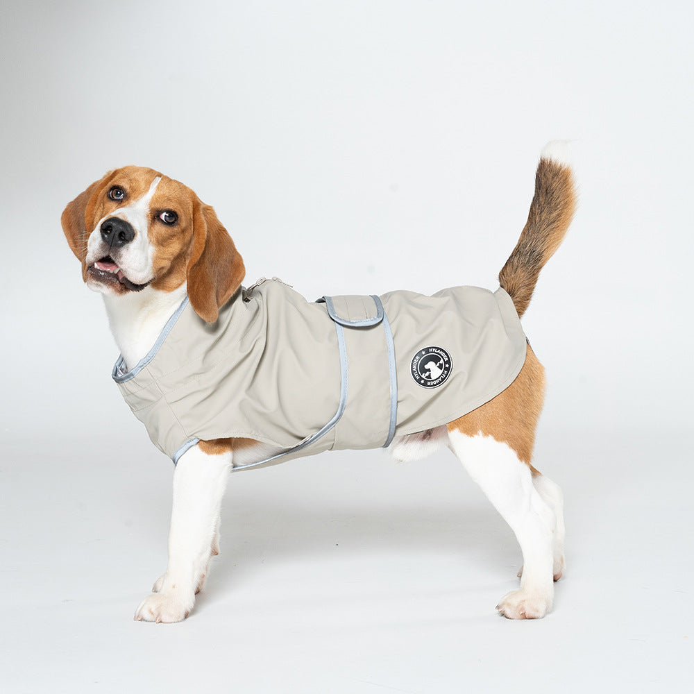 45# Grey Waterproof Reflective Dog Raincoat for Small to Large Dogs