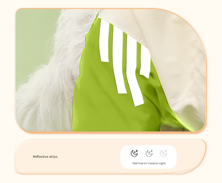 Colorblock (Beige blue) Dog Raincoat - Waterproof with Hood and Reflective Strips (Size L)