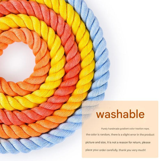 Handmade Rope Dog Collar and Leash Set - Colorful Woven Cotton Cotton (Dark Gray - Size L)