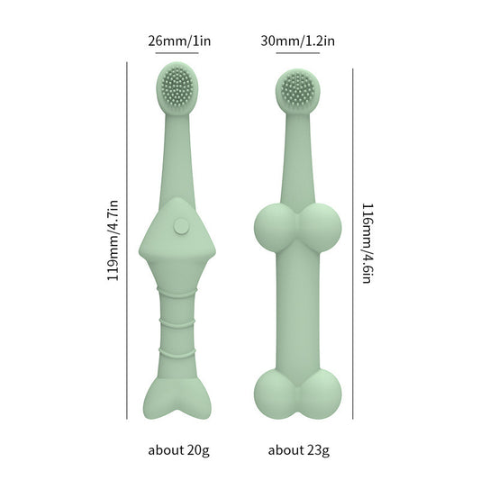 6 x Silicone Pet Toothbrush (3 Fish shape and 3 Bone shape) Green Gentle Food-Grade Silicone Pet Toothbrush - Promotes Healthy Teeth & Gums for Dogs & Cats