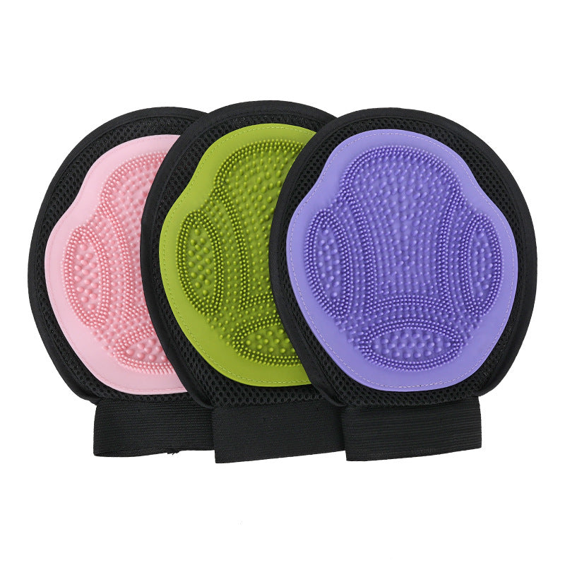 Purple 3-Pack Gentle Pet Grooming Glove - Deshedding, Bathing & Massage Mitt for Dogs & Cats, Breathable & Adjustable
