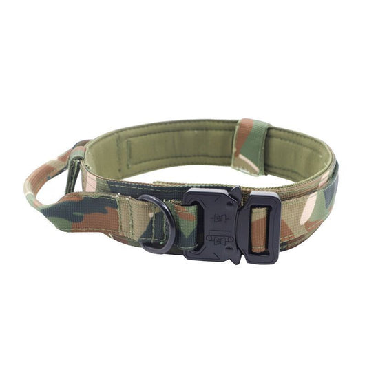 L Camouflage Tactical Dog Collar - Heavy Duty Nylon Pet Collar for Medium & Large Dogs, Adjustable (3.8cm Width)