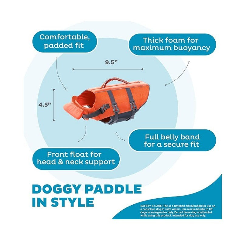 Yellow Adjustable Granby Dog Life Vest for Swimming