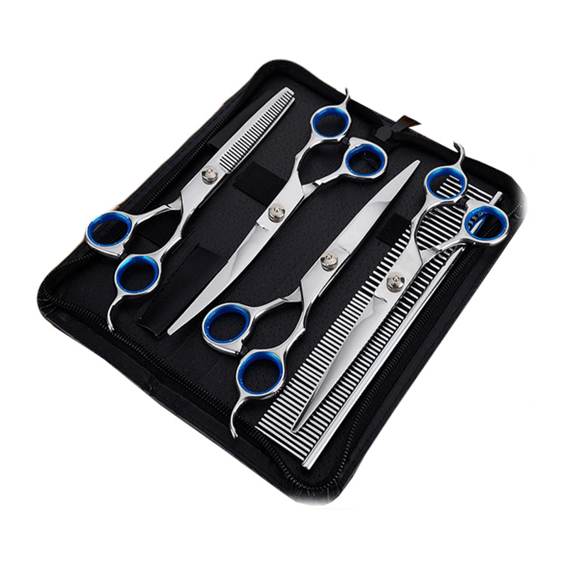 Professional Pet Grooming Scissors Set Dog Shear Hair Cutting Curved Tool Kit