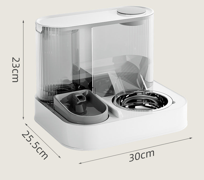 Automatic Pet Feeder and Water Bowl - 2-in-1 Yellow Stainless Steel Bowl Cat Feeding Station