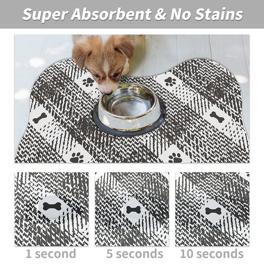 Yellow And White Pet Feeding Mat 45x60cm - Anti-Slip, Durable Diatom Mud Mat for Dogs and Cats, Easy to Clean