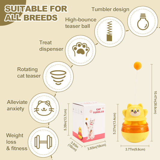 Pink 3-in-1 Interactive Cat Toy - Tumbler, Treat Dispenser, Track & Teaser Ball