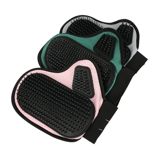 2 Pcs Grey And Black Pet Grooming Glove - Gentle Deshedding & Massage Mitt for Dogs & Cats, Efficient Fur Remover