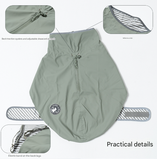 45# Blue Waterproof Reflective Dog Raincoat for Small to Large Dogs