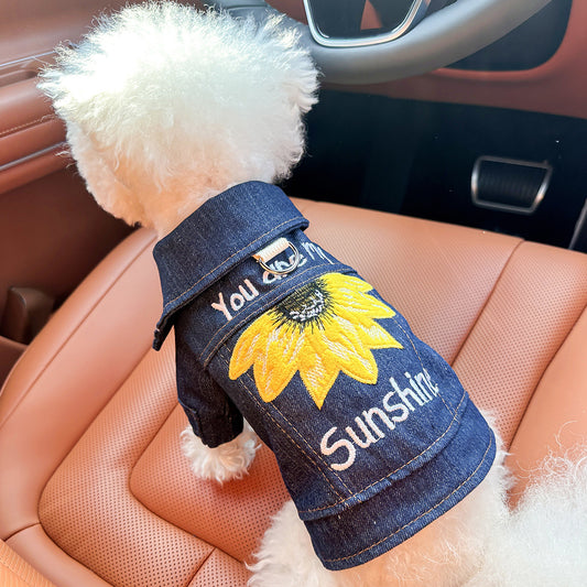 S Around 5kg Sunshine Denim Chic Denim Pet Vest - Stylish Jean Jacket for Dogs & Cats - Spring, Summer & Autumn Fashion