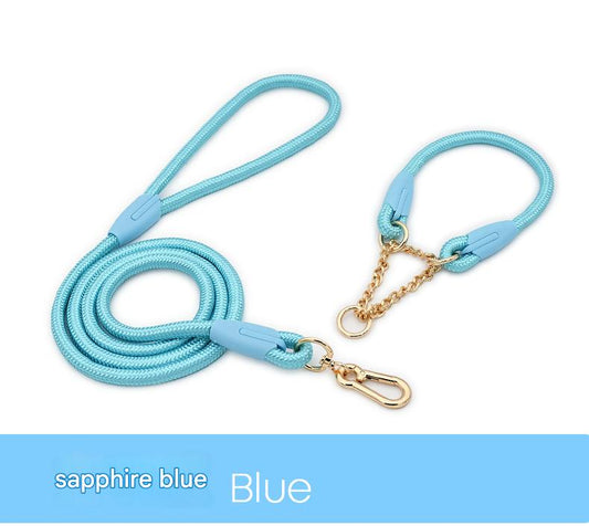 Blue Durable Nylon P-Collar Dog Training Set - Heavy Duty Leash & Martingale Collar (Size : S)