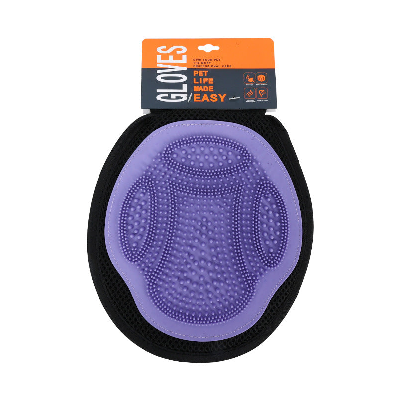 Purple 3-Pack Gentle Pet Grooming Glove - Deshedding, Bathing & Massage Mitt for Dogs & Cats, Breathable & Adjustable