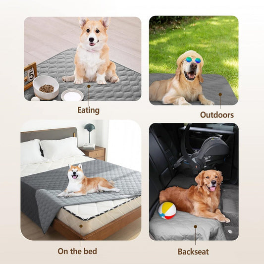 Grey 2-Sided Waterproof Pet Sofa Cover - Dog Bed Protector Blanket for Furniture, Couches & Car Seats (75x180cm, Machine Washable)