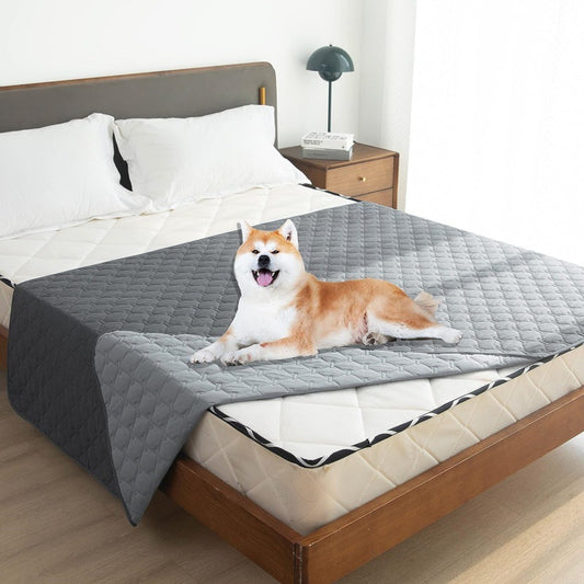 Grey 2-Sided Waterproof Pet Sofa Cover - Dog Bed Protector Blanket for Furniture, Couches & Car Seats (130x200cm, Machine Washable)