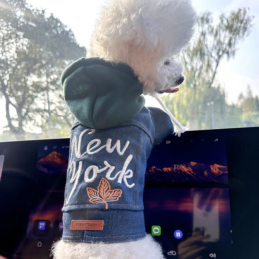 XL Around 16kg New York Roll Denim Chic Denim Pet Vest - Stylish Jean Jacket for Dogs & Cats - Spring, Summer & Autumn Fashion