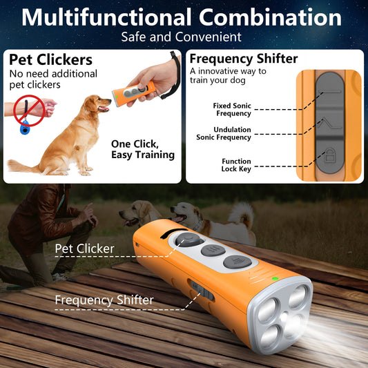 Blue Ultrasonic Dog Barking Control Device - Dual Frequency Anti-Bark Trainer with IP65 Waterproof (11.8x48.5x44mm)