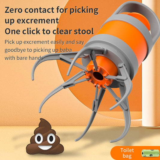 Orange and grey Hygienic Portable Dog Pooper Scooper with Integrated Bag Dispenser - Effortless Pet Waste Cleanup