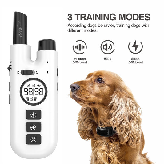 Professional 2-in-1 Dog Training & Anti-Bark Collar with Remote - Rechargeable, 3 Modes & 0-99 Levels(black)